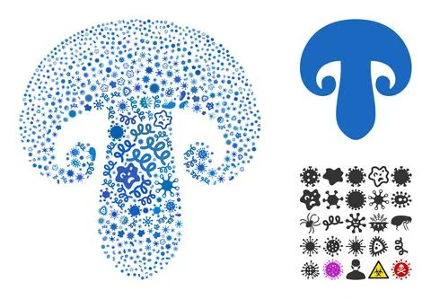 Composition Champignon Mushroom Icon of Infectious Microbes Stock Illustration