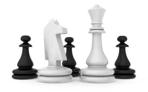 The composition of the chess pieces isolated on white background 스톡 일러스트