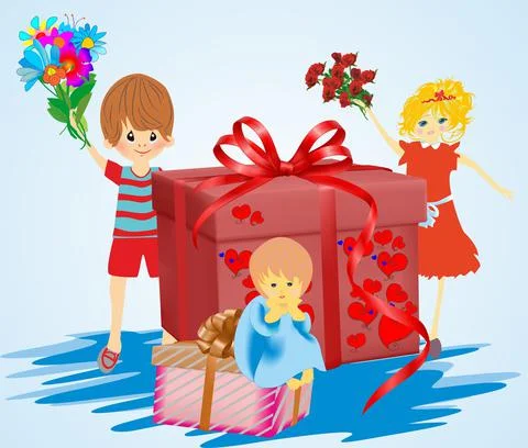 Composition with children, Stock Illustration