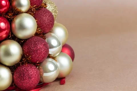 Composition of the Christmas decorations on brown Stock Photos