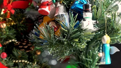 Composition with Christmas decorations fir tree on white background Stock Footage 116652942