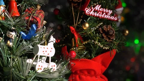 Composition with Christmas decorations fir tree on white background Stock Footage 117332132