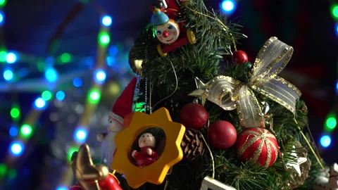 Composition with Christmas decorations fir tree on white background Stock Footage 142673854