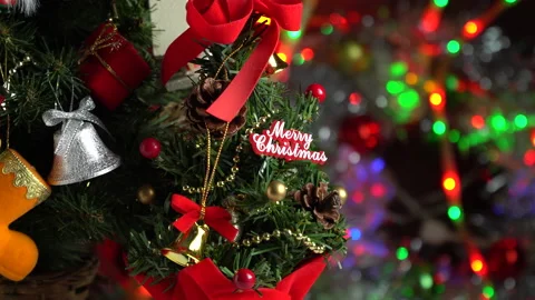 Composition with Christmas decorations fir tree on white background Stock Footage 142673964