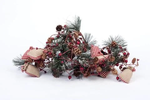 Composition of the christmas decorations isolated on white Stock Photos