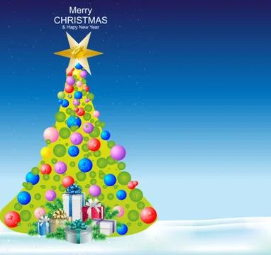 Composition with a Christmas tree, Stock Illustration