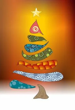 Composition with a Christmas tree, Stock Illustration