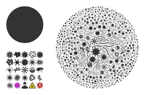 Composition Circle Icon of Flu Microbes Stock Illustration