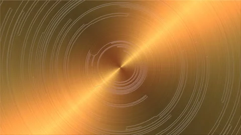 Composition of circles on a golden metallic surface. 3d render loop animation 4k Stock Footage 121093311