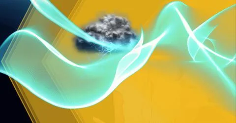 Composition of cloud with green light trails in background イラスト素材