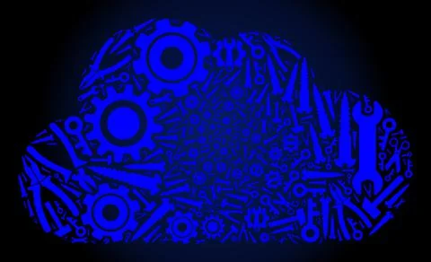 Composition Cloud of Repair Tools in Blue Colors Illustrazione stock