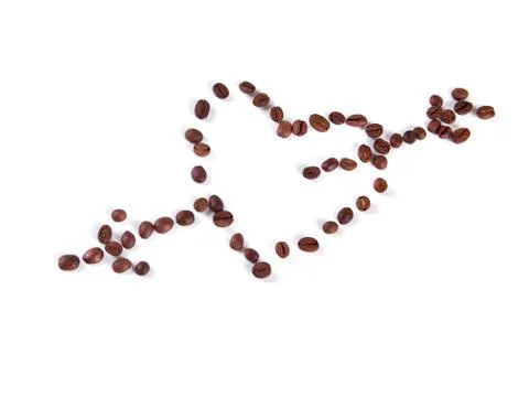 Composition of coffee beans in the form of heart Stock Photos
