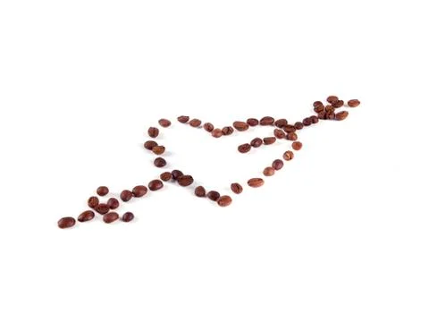Composition of coffee beans in the form of heart Stock Photos