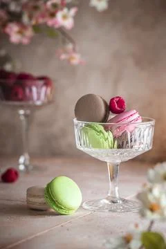 Composition with colorful macaroons. Stock Photos