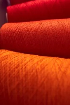 Composition of colorful vibrant wool threads Stock Photos