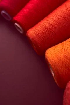 Composition of colorful vibrant wool threads Stock Photos