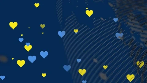 Composition of colourful balloons floating over floating red white parallel Stock Footage 327901338