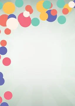 Composition of colourful overlapping circles on cloudy pale green background 스톡 일러스트