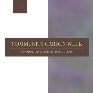 Composition of community garden week text over on blurred and white background Ilustração Stock