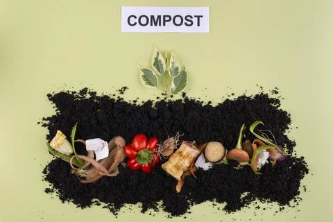 Composition compost made rotten vegetables Stock Photos