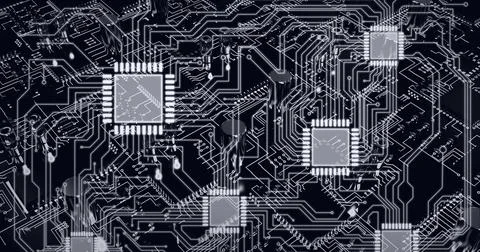 Composition of computer processor and circuit board Ilustração Stock