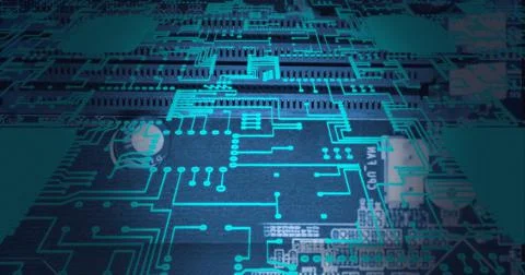 Composition of computer processor and circuit board イラスト素材
