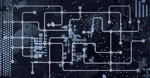 Composition of computer processor with network of connections and circuit board Stockillustratie