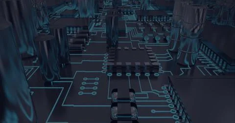 Composition of computer processors and circuit board Ilustração Stock