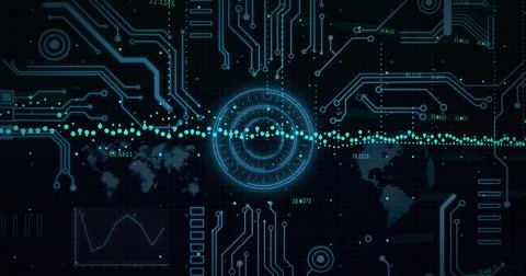 Composition of computer processors and circuit board Stockillustratie