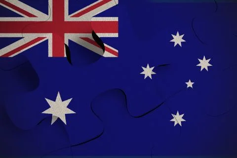 Composition of the concept of crisis and integration of a country Australia F Stock Illustration
