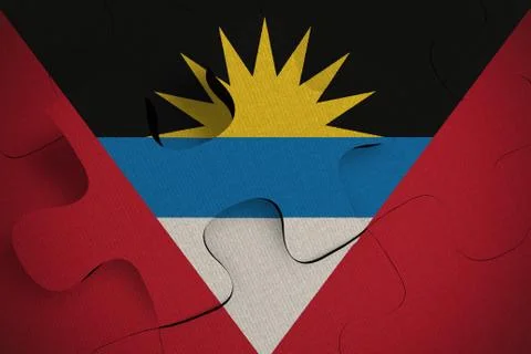 Composition of the concept of crisis and integration of a country Antigua and Stock Illustration
