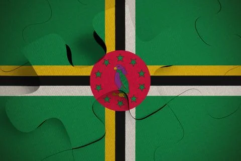 Composition of the concept of crisis and integration of a country Dominica FL Stock Illustration