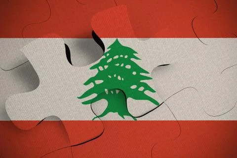 Composition of the concept of crisis and integration of a country Lebanon FLA Stock Illustration
