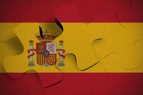 Composition of the concept of crisis and integration of a country Spain FLAG Stock Illustration