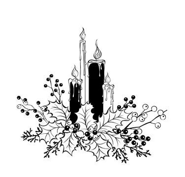 Composition with contoured Christmas candles 스톡 일러스트