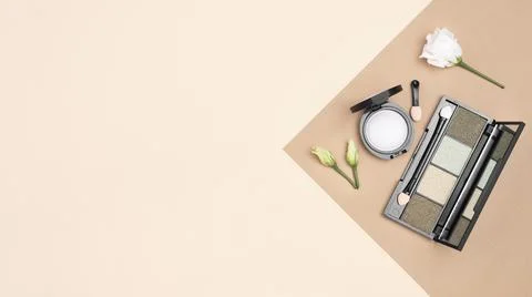 Composition cosmetics with copy space Stock Photos