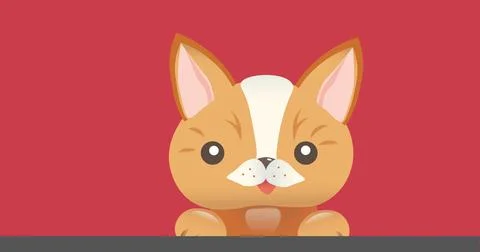 Composition of cute cat over red background Ilustração Stock