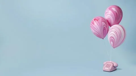 The composition with cute heart balloons box Stock Photos