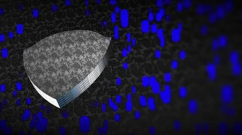 The composition of cybersecurity. Shield with binary code The composition ... 스톡 사진