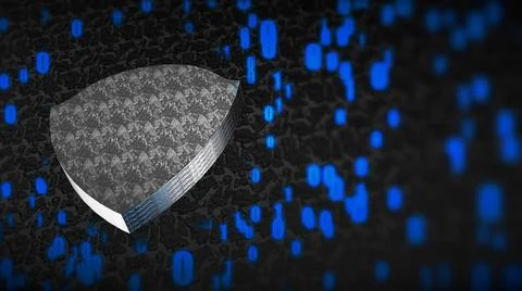 The composition of cybersecurity. Shield with binary code The composition ... 스톡 사진