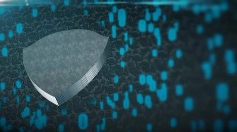 The composition of cybersecurity. Shield with binary code The composition ... 스톡 사진