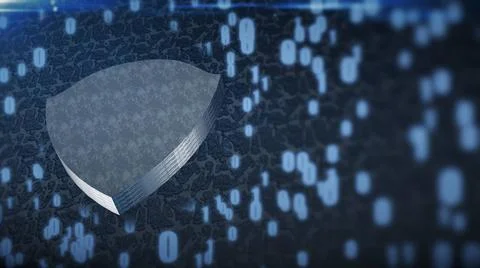 The composition of cybersecurity. Shield with binary code The composition ... 스톡 사진