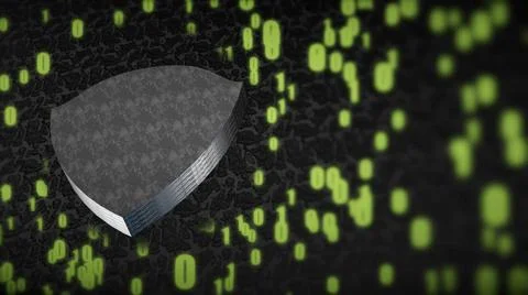 The composition of cybersecurity. Shield with binary code The composition ... 스톡 사진