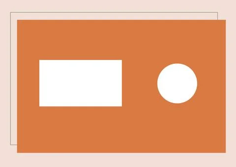 Composition of dark orange rectangle with circle and rectangle copy space and Stock Illustration