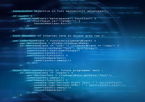 Composition of data processing and programming over scope on blue background Stockillustratie