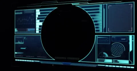 Composition of data processing on black background Stock Illustration