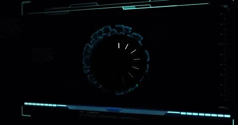 Composition of data processing on black background Ilustração Stock