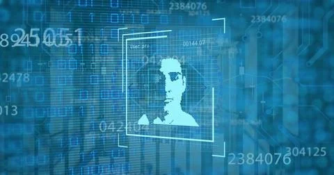 Composition of data processing with man portrait over shapes Stock Photos