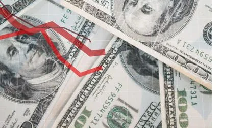 Composition of data processing over banknotes Illustrazione stock