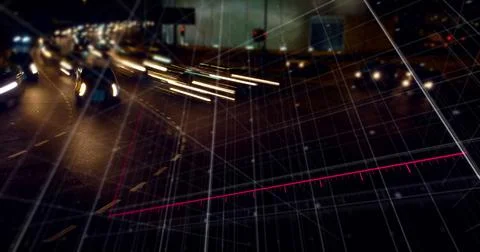 Composition of data processing over cityscape Ilustração Stock